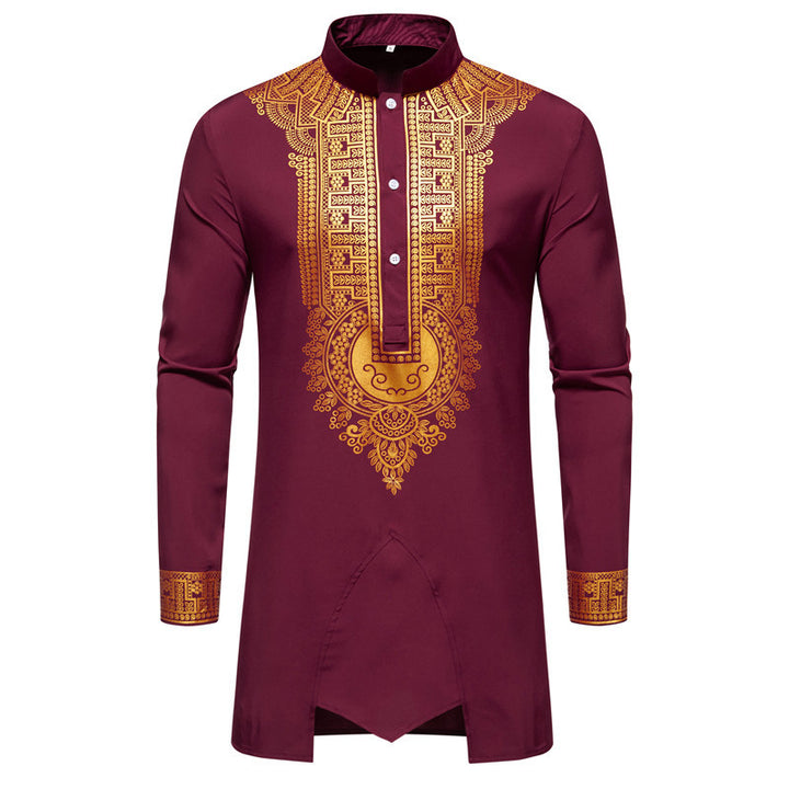 Herren elegante Tunika mit kunstvoller Stickerei und passender Hose Aliams