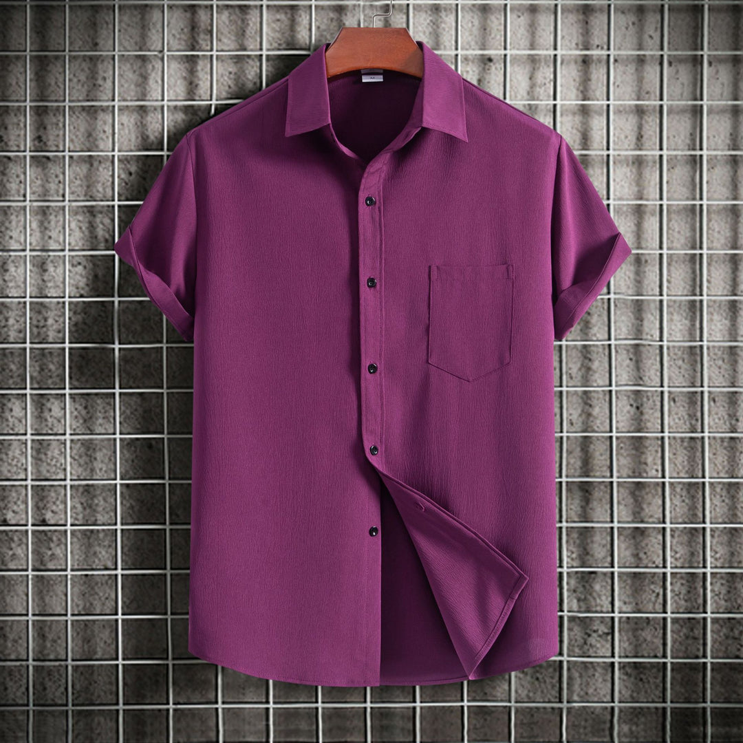 Herren Kurzarmhemd aus atmungsaktivem Strukturstoff mit klassischem Kragen Aliams