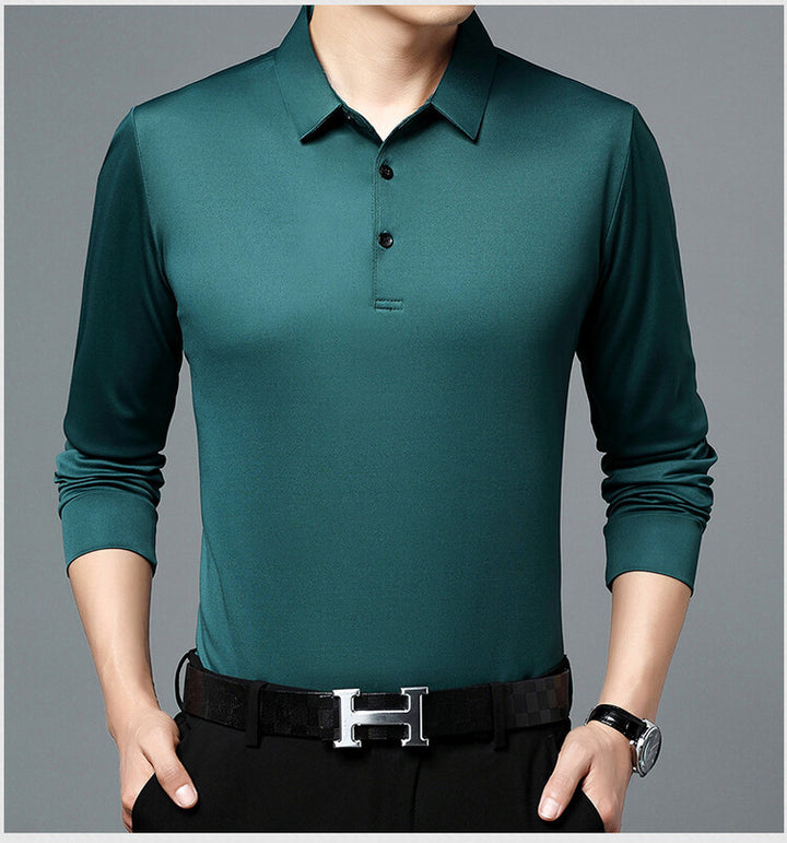 Herren atmungsaktives Langarm Poloshirt mit feuchtigkeitsregulierendem Material Aliams