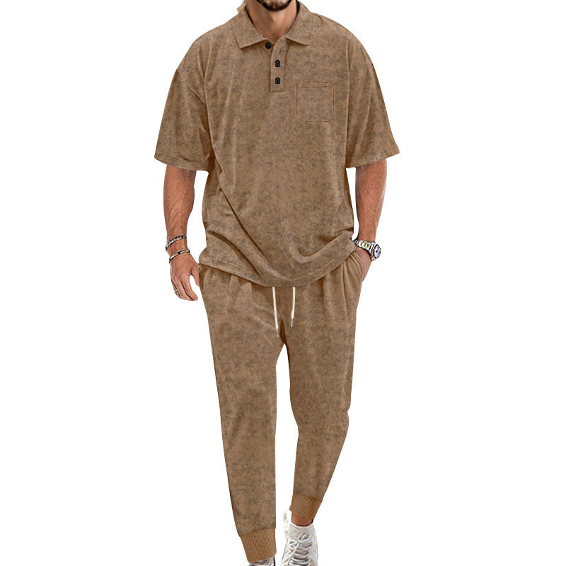 Herren komfortables Freizeit-Set mit Kurzarm-Polohemd und bequemen Jogginghosen Aliams