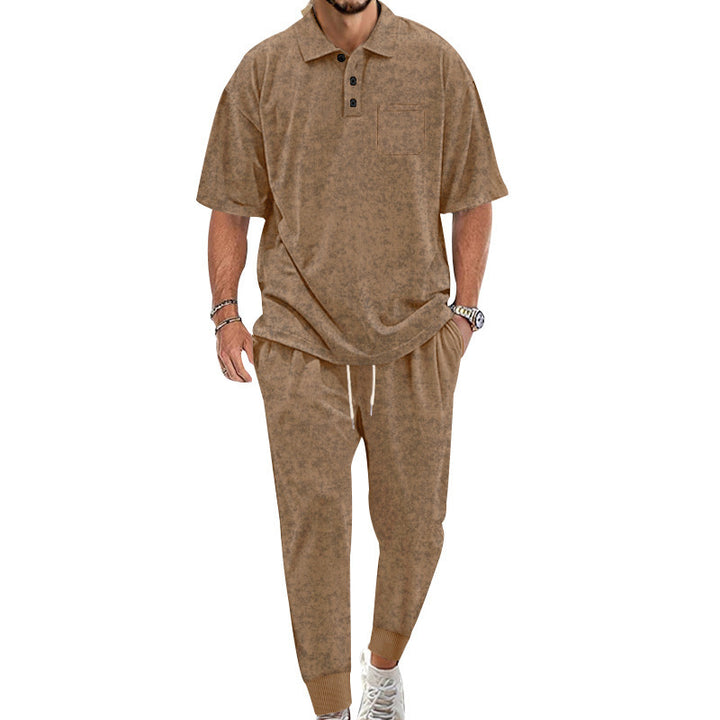 Herren komfortables Freizeit-Set mit Kurzarm-Polohemd und bequemen Jogginghosen Aliams