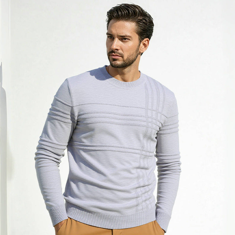 Herren Pullover mit modernem Strukturdesign und hohem Kragen Aliams