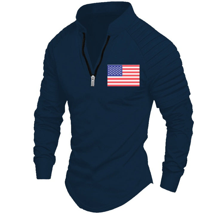 Herren sportliches Oberteil mit Reißverschluss und dekorativem Schulterdesign Aliams