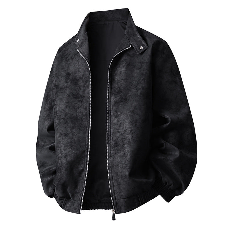 Herren stylische Kunstlederjacke im modernen Design und elastischen Bündchen Aliams