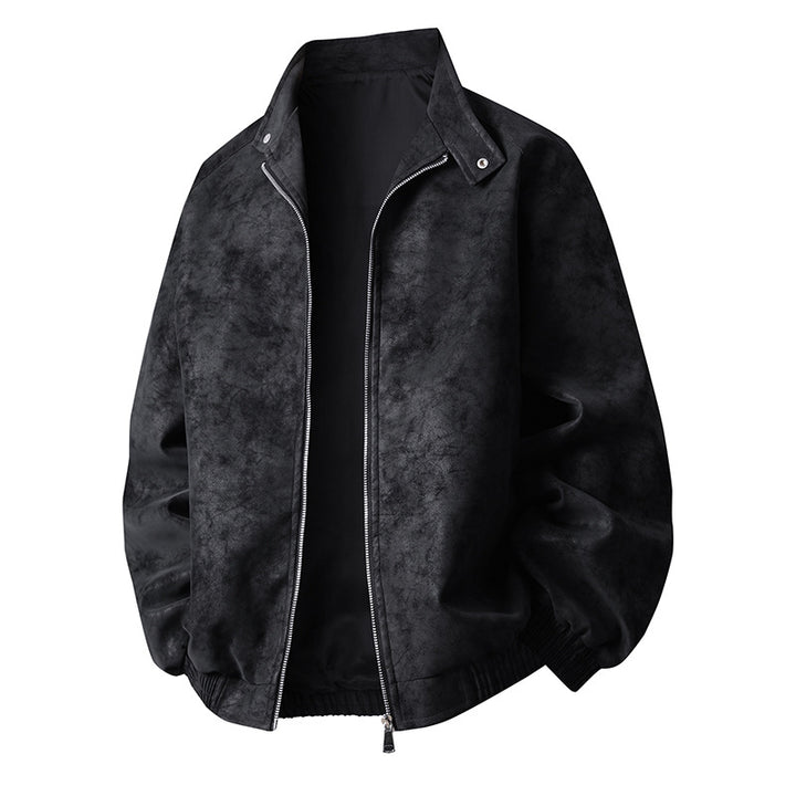 Herren stylische Kunstlederjacke im modernen Design und elastischen Bündchen Aliams