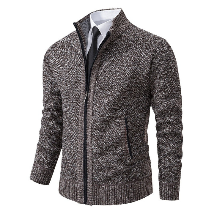 Herren elegante Strickjacke mit durchgehendem Reißverschluss und strukturiertem Design Aliams