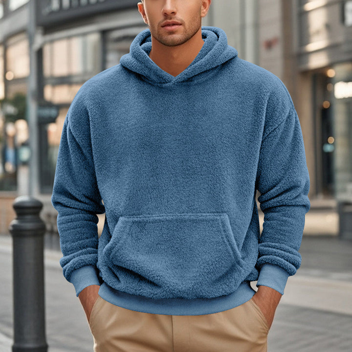 Herren übergroßer Fleece-Hoodie mit Kängurutasche und gemütlichem Schnitt Aliams