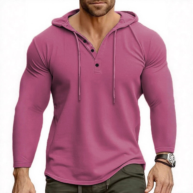 Herren Kapuzenshirt mit modernem Knopfverschluss und atmungsaktivem Stoff Aliams