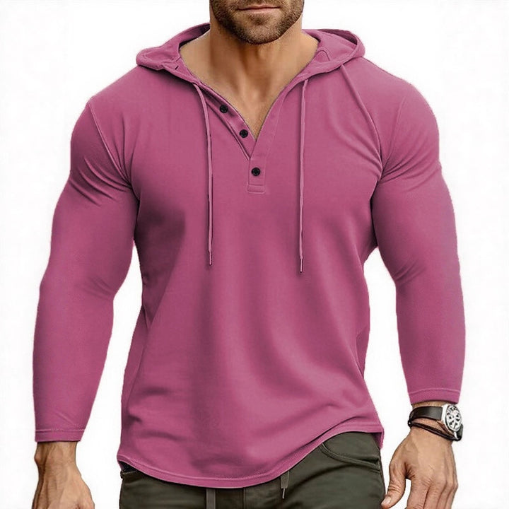 Herren Kapuzenshirt mit modernem Knopfverschluss und atmungsaktivem Stoff Aliams