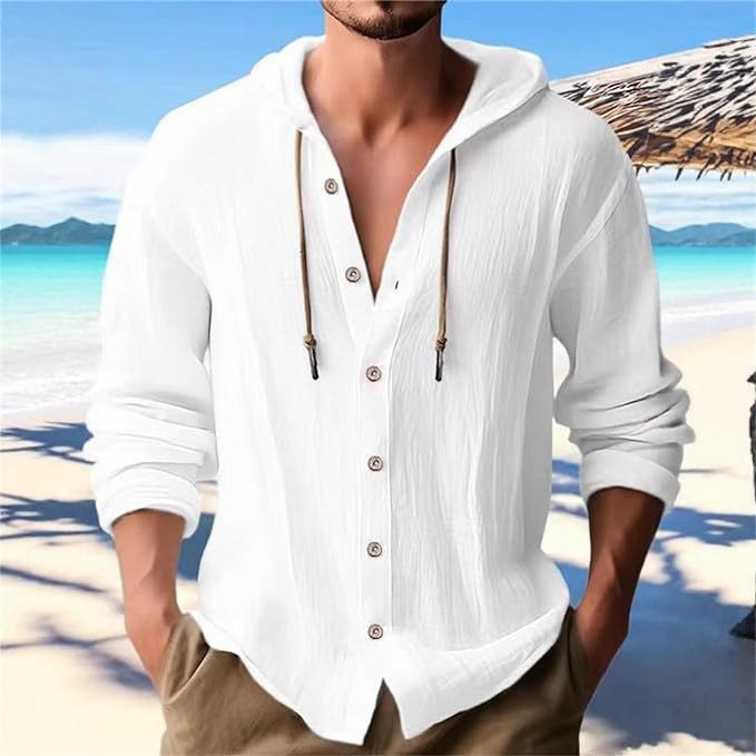 Herren Freizeit-Hemd mit Kapuze und Knopfleiste Aliams