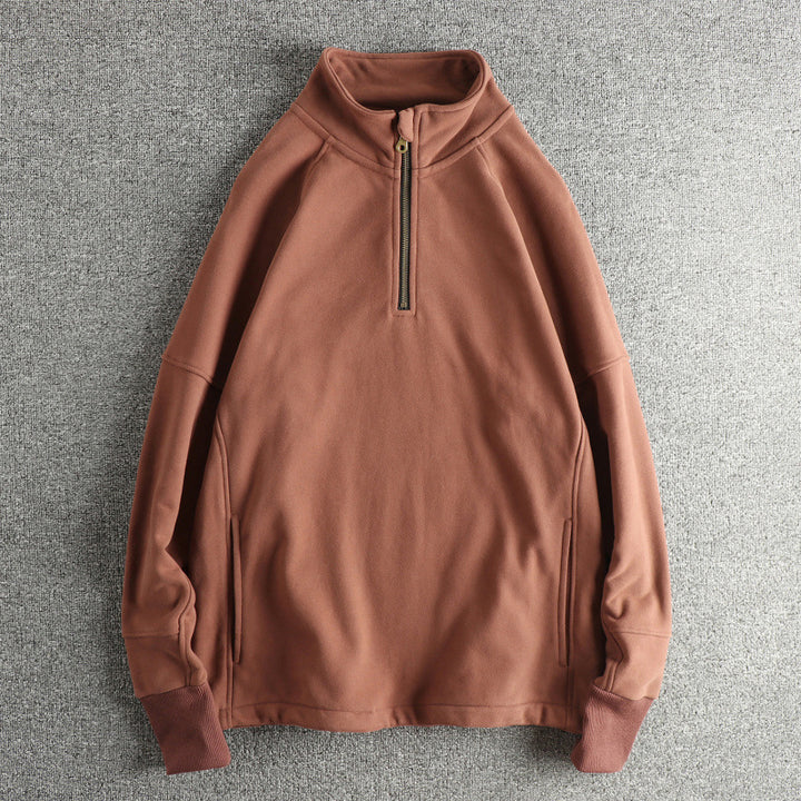 Herren Fleecejacke mit halbem Reißverschluss und seitlichen Eingrifftaschen Aliams