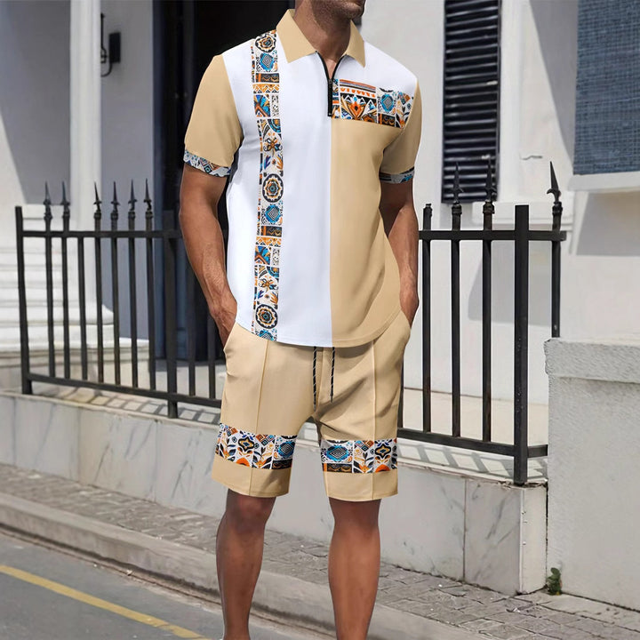 Herren Freizeit-Set mit modernem Grafikdesign und elastischem Bund Aliams