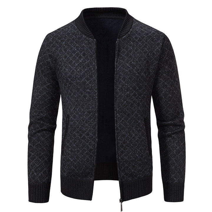 Herren Urbaner Strickjacke mit asymmetrischem Reißverschluss, hohem Kragen und modernen Details Aliams