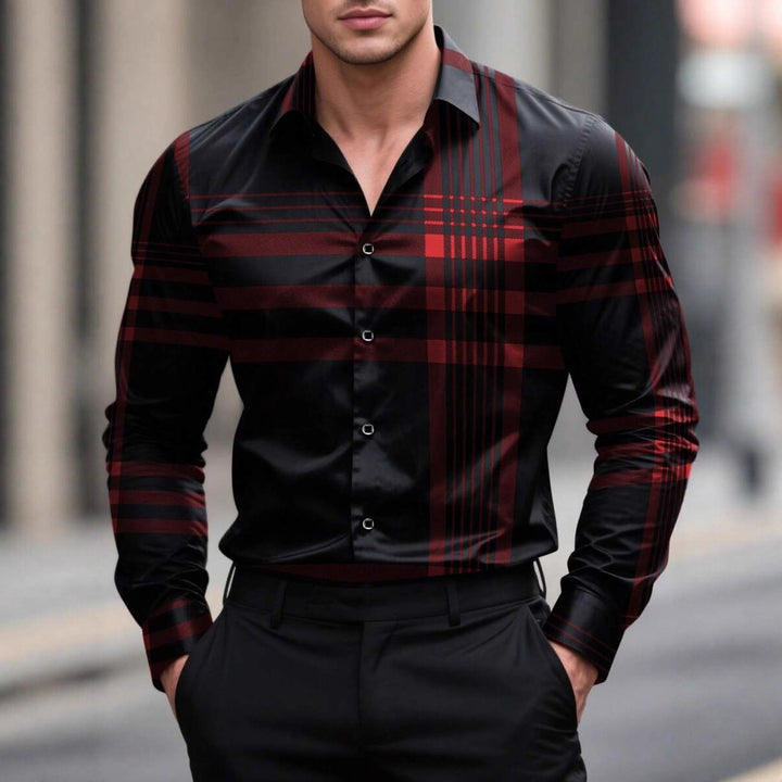 Herren elegante Langarmhemd Aliams