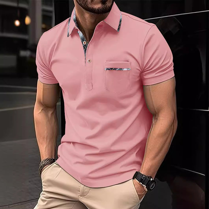 Herren Poloshirt mit modischem Kragen und praktischer Brusttasche Aliams