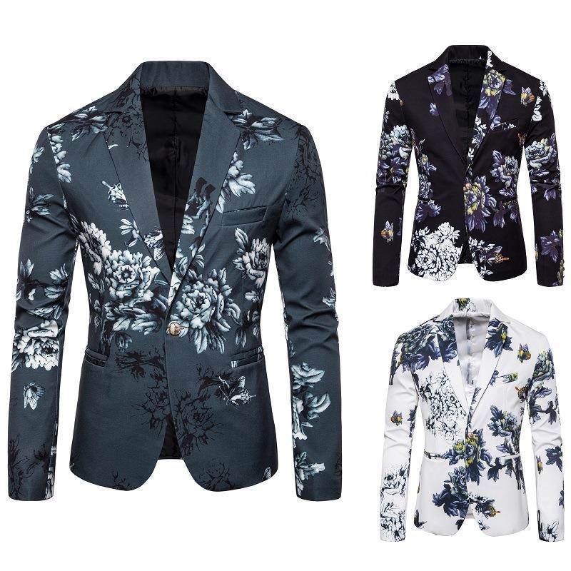 Herren eleganter Blazer mit floralen Muster Aliams