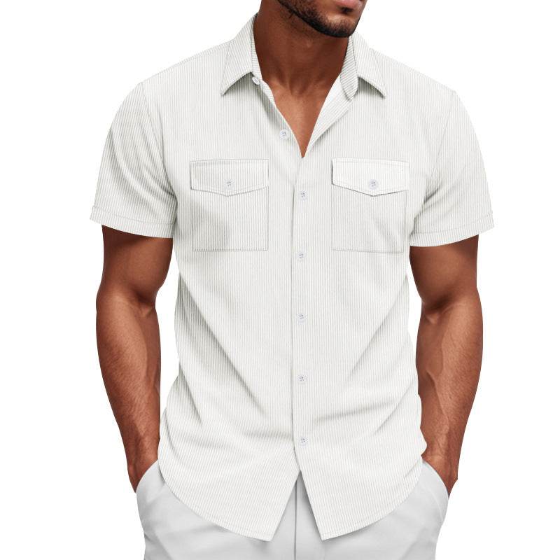 Herren Kurzarm-Hemd mit strukturiertem Design und praktischen Brusttaschen Aliams