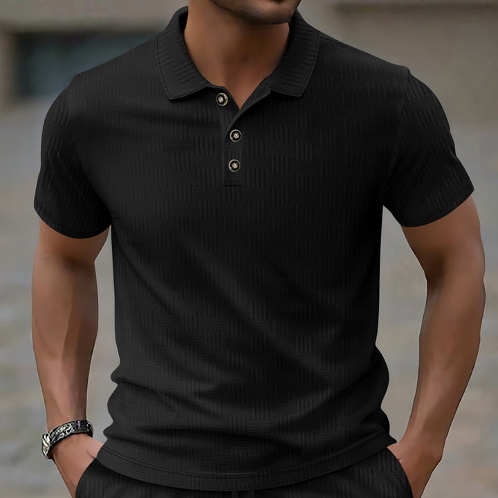 Herren Kurzarm-Polohemd mit strukturiertem Design und hochwertigen Knöpfen Aliams