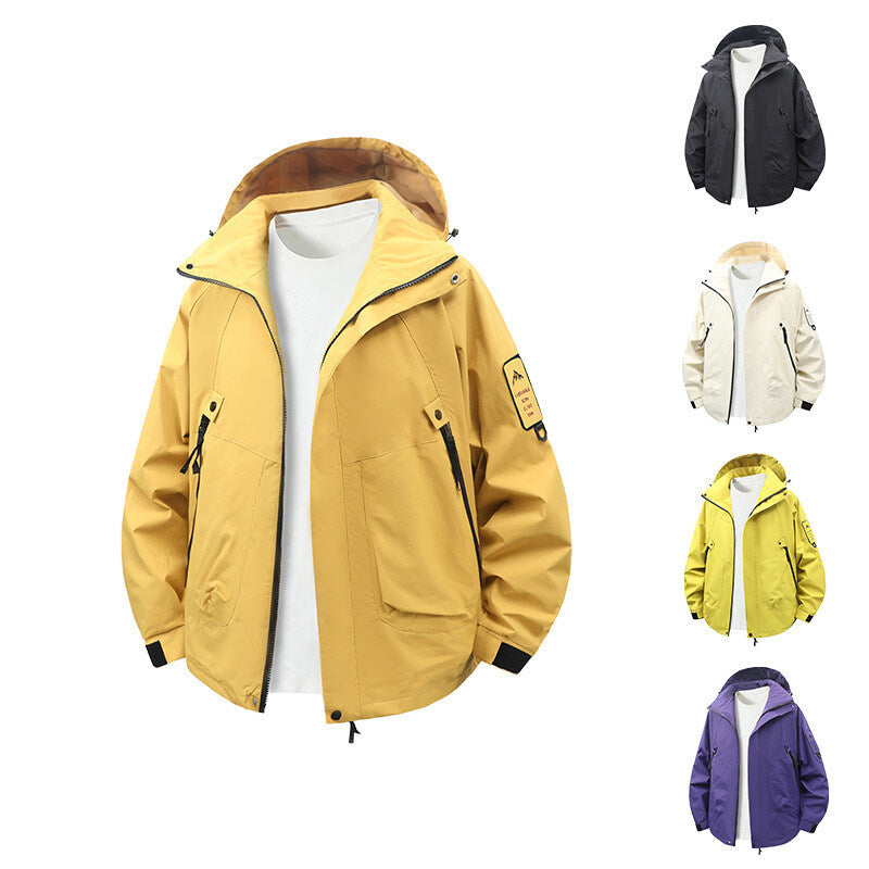 Herren funktionale und wasserabweisende Outdoor-Jacke mit verstellbarem Kapuzenkragen Aliams