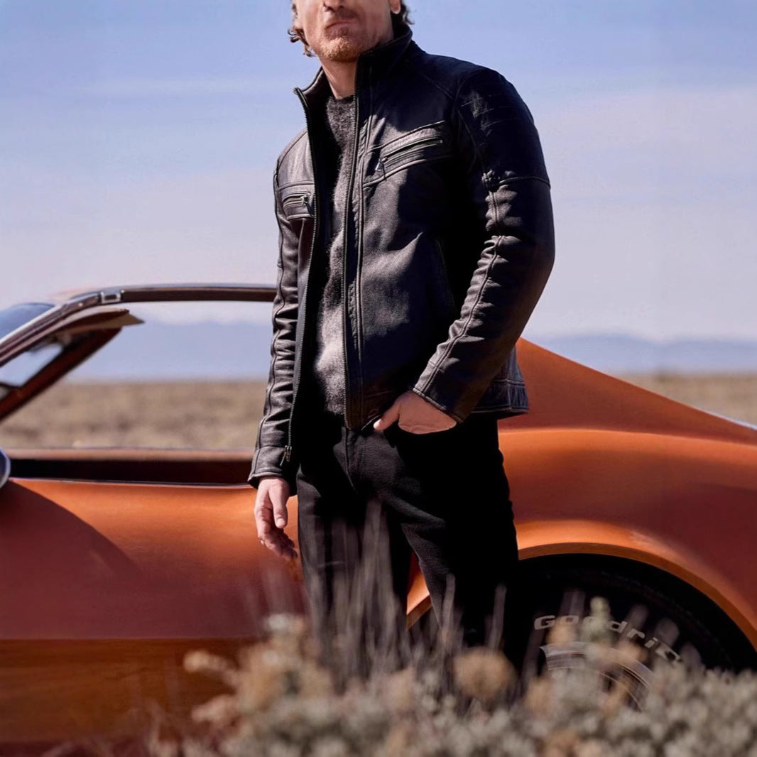 Herren Bikerjacke mit Stepp-Design und praktischen Taschen Aliams