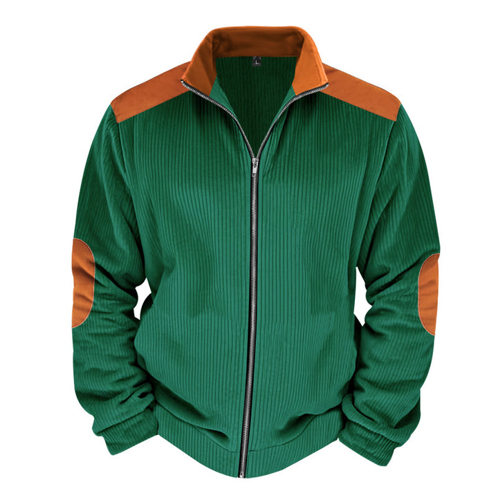 Herren Sportliche Zip-Jacke mit Rippenstruktur und Kontrastärmel Aliams