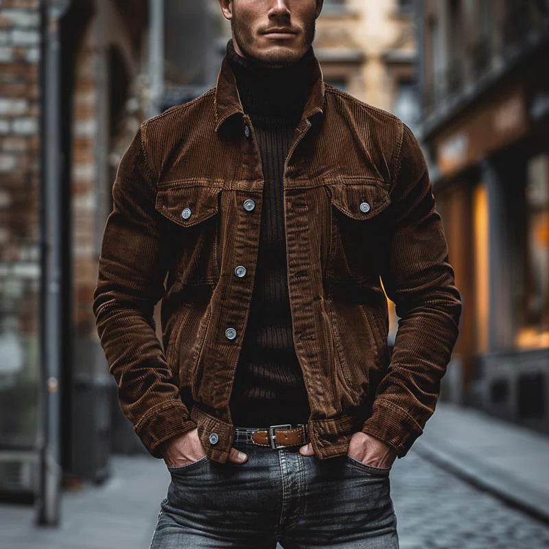 Herren cordjacke mit stylischem Schnitt und funktionalen Taschen Aliams