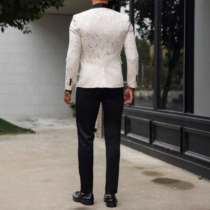 Herren Extravaganter Smoking-Blazer mit filigranem Muster Aliams