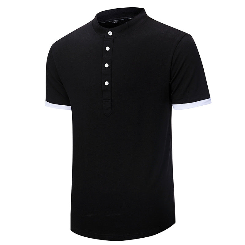 Herren Kurzarm-Henley-Shirt mit modernem Kragen und eleganter Knopfleiste Aliams