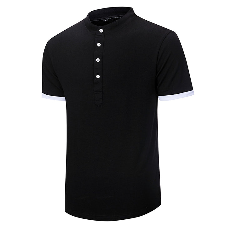 Herren Kurzarm-Henley-Shirt mit modernem Kragen und eleganter Knopfleiste Aliams