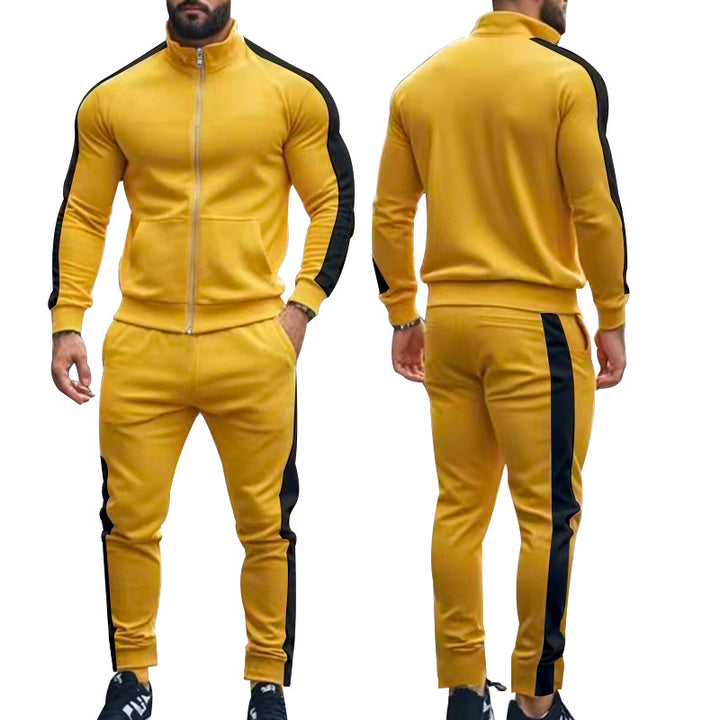 Herren sportliches Trainingsanzug mit weichem Fleece und Kontraststreifen Aliams