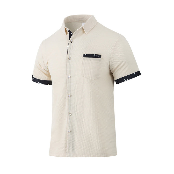 Herren Kurzarm-Hemd mit modischem Kragen und einzigartigem Muster Aliams