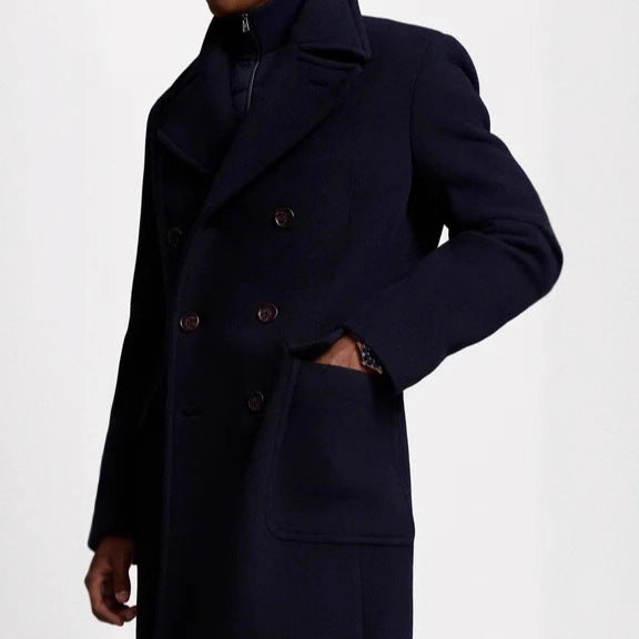 Herren eleganter klassischer Übercoat mit herausnehmbarer Weste Aliams