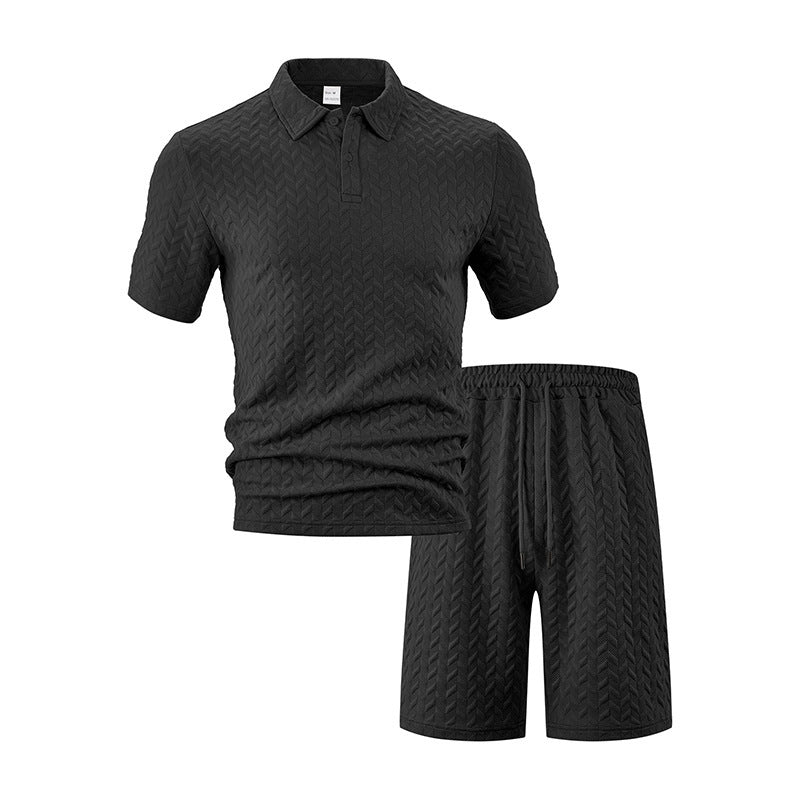 Herren elegantes Sport-Set mit strukturierter Oberfläche und bequemem Kurzarm-Polo Aliams