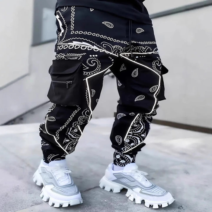 Herren Cargo-Hosen mit Bandana-Muster und praktischen Taschen Aliams