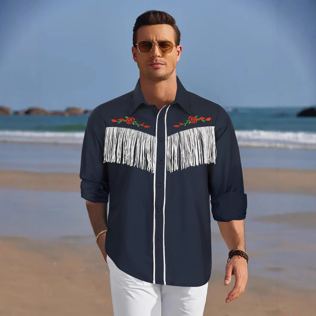 Herren Westernhemd mit Fransen und kunstvoller Bestickung Aliams