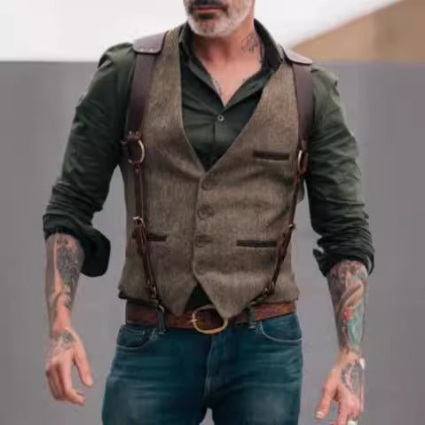 Herren stilvolle Weste aus hochwertigem Kunstleder Aliams