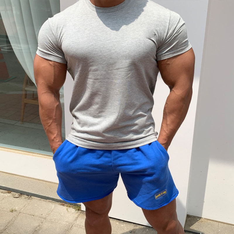 Herren körperbetontes Fitness-T-Shirt und kurze Sportshorts Set Aliams