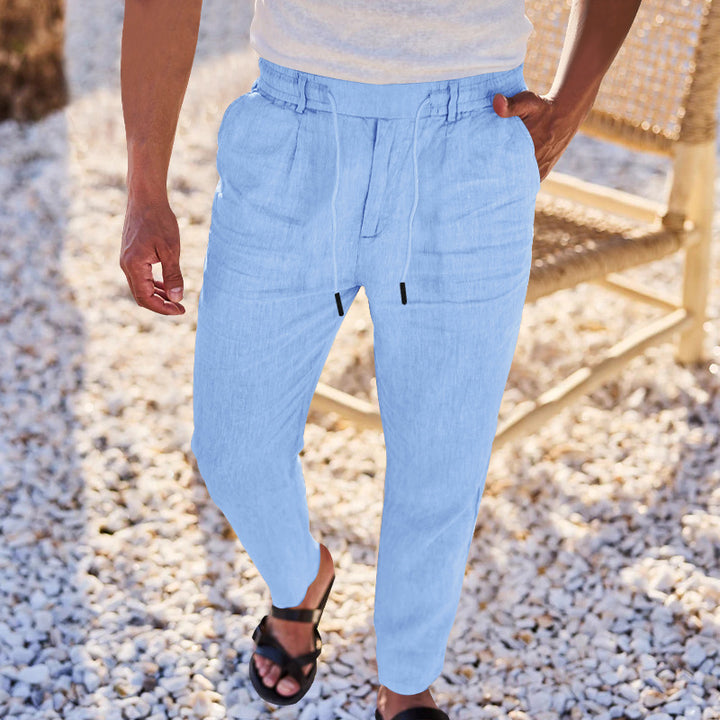 Herren bequeme Chino-Hose mit elastischem Bund und praktischen Taschen Aliams