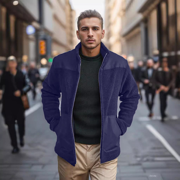 Herren bequeme Fleecejacke mit stylischen Details und praktischen Taschen Aliams