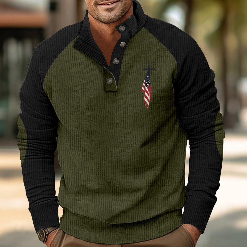 Herren eleganter Sportpullover mit Knopfleiste und modischem Kreuzdesign Aliams