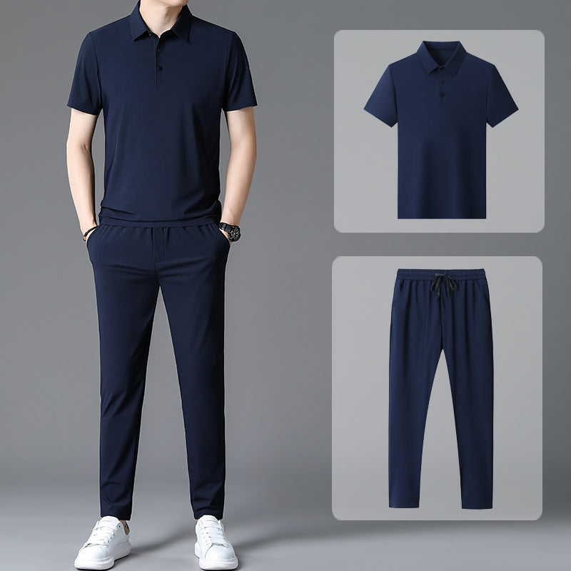Herren Sportliches Ensemble aus atmungsaktiver Poloshirt und Jogginghose Aliams