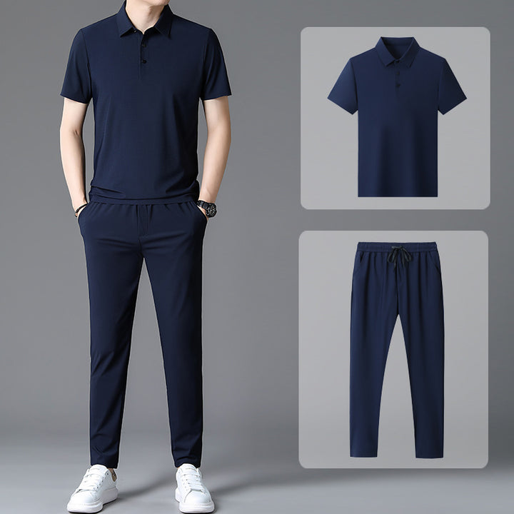 Herren Sportliches Ensemble aus atmungsaktiver Poloshirt und Jogginghose Aliams