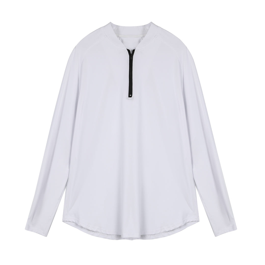 Herren Sportliches Langarm-Oberteil mit halbem Reißverschluss und atmungsaktivem Material Aliams