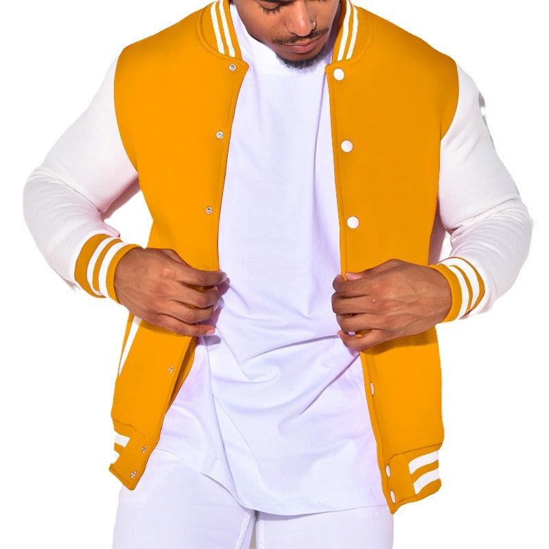 Herren Collegejacke mit kontrastierenden Ärmeln und Druckknopfverschlüssen Aliams