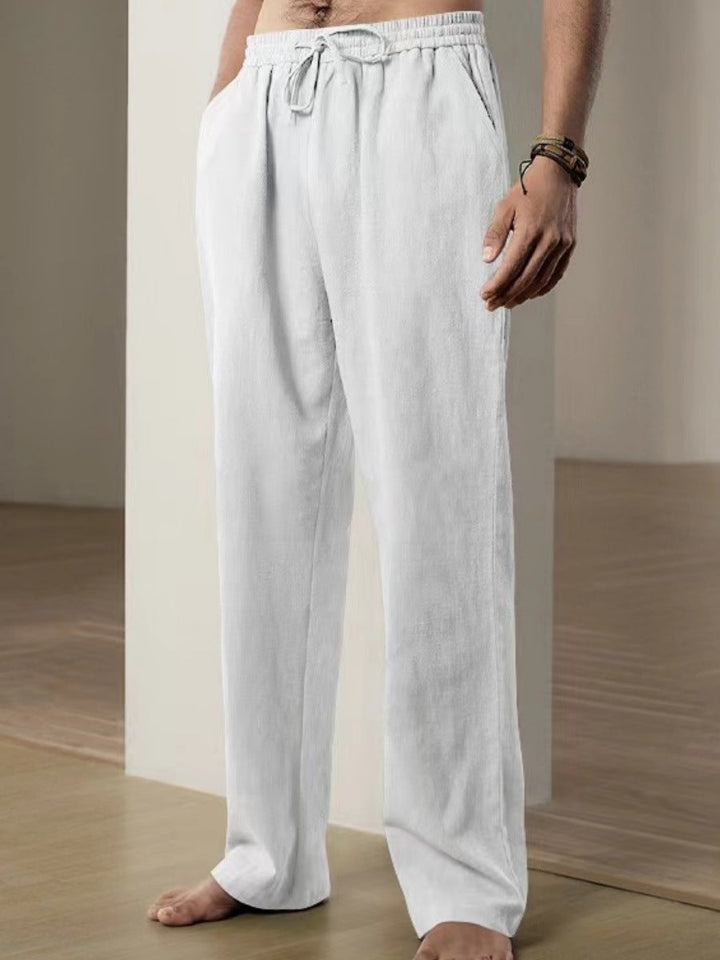 Herren Bequeme Leinenhose mit verstellbarem Bund Aliams