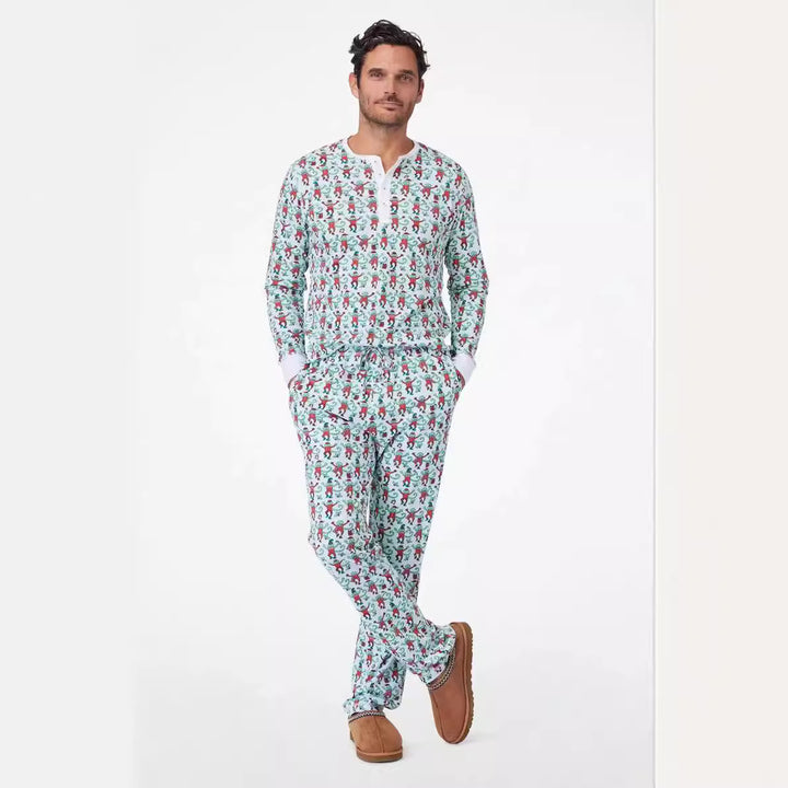 Herren Schlafanzug-Set mit frohem Muster und praktischen Taschen Aliams