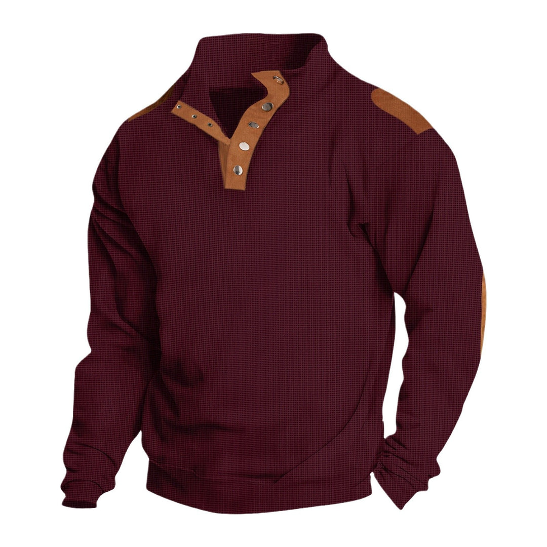 Herren komfortabler Sweatpullover mit innovativem Kragen und praktischen Knopfdetails Aliams