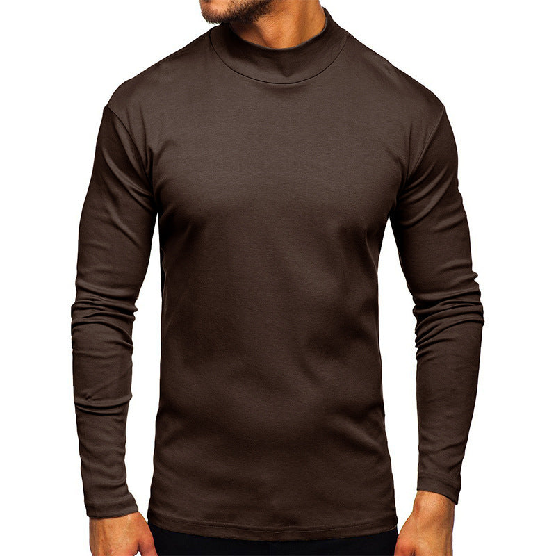 Herren Rundhals Langarmshirt aus elastischem Baumwoll-Mix mit modernem Stehkragen Aliams