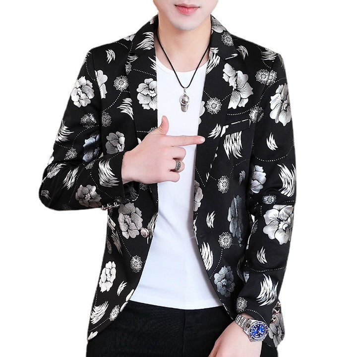 Herren Eleganter Blazer mit floralem Design und goldenen Akzenten Aliams