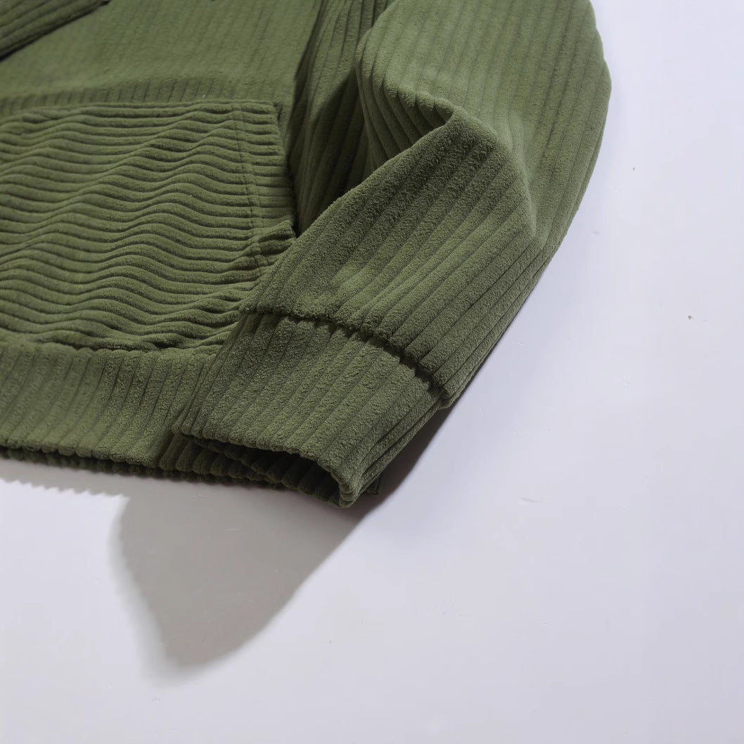 Herren Freizeithoodie mit Rippstruktur und Kängurutasche Aliams